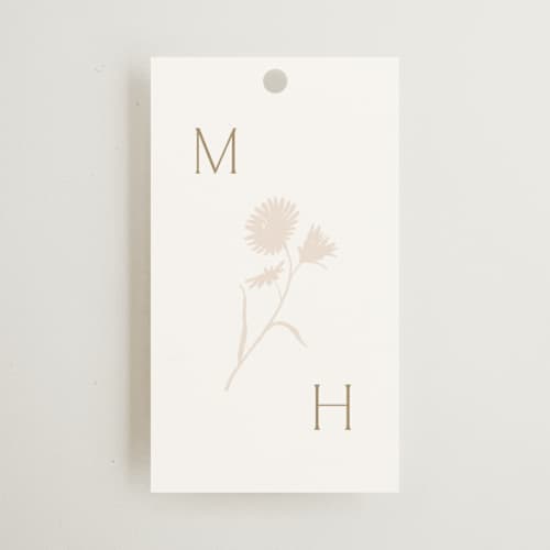 This is a buttercream wedding favor tags with standard by Kristie Kern called the romantic printing on signature in tag