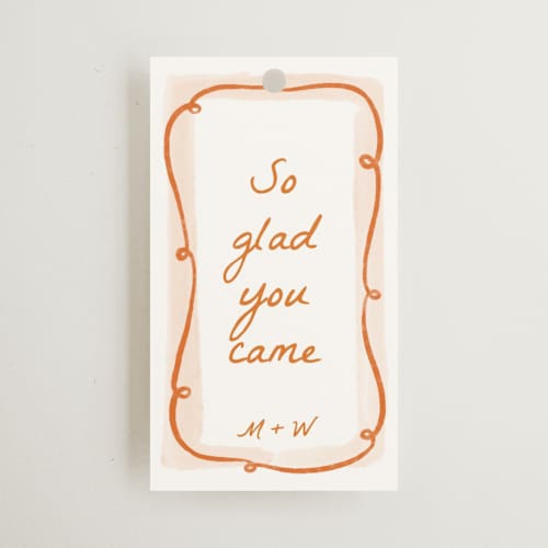 This is a flame wedding favor tags with standard by Pati Cascino called giardino printing on signature in tag