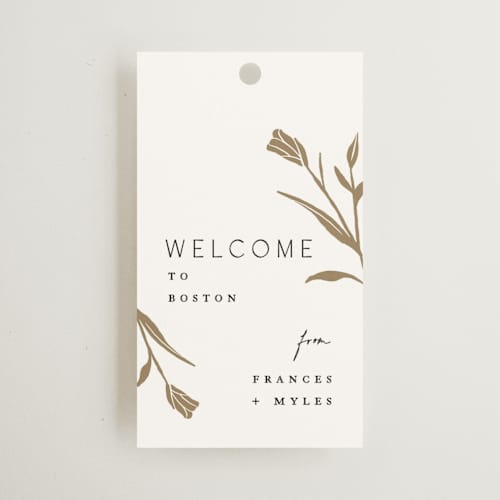 This is a cotton wedding favor tags with standard by Amy Kross called perennial printing on signature in tag