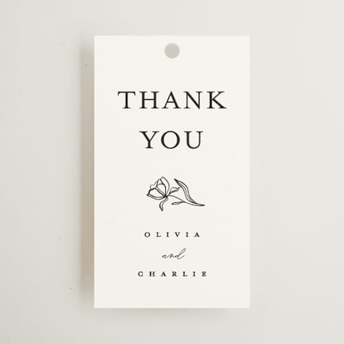 This is a alpine wedding favor tags with standard by Pixel and Hank called floral cascade printing on signature in tag
