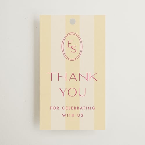 This is a lemon wedding favor tags with standard by Ellen Schlegelmilch called palmetto printing on signature in tag