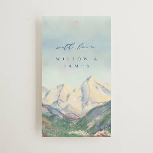 This is a summer wedding favor tags with standard by Petra Kern called the valley printing on signature in tag