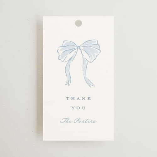 This is a lagoon wedding favor tags with standard by Leah Bisch called bow frame printing on signature in tag