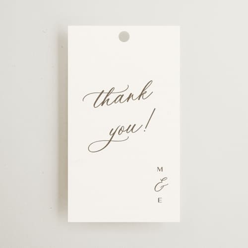 This is a latte wedding favor tags with standard by Cara Scott called whimsy printing on signature in tag