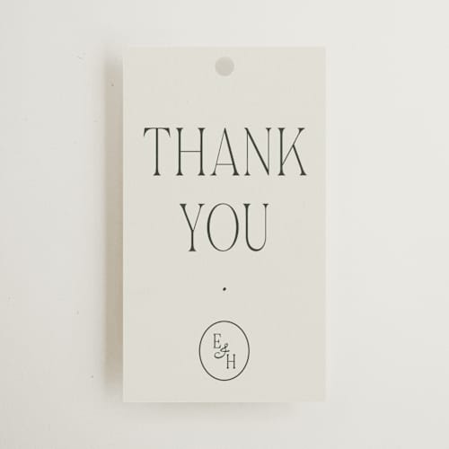 This is a forest wedding favor tags with standard by Blustery August called hayes printing on signature in tag