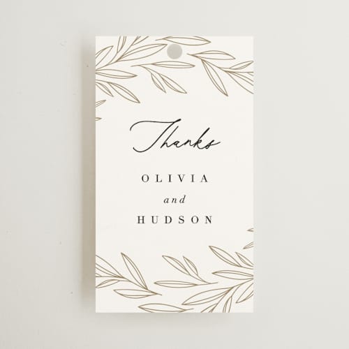 This is a ink wedding favor tags with standard by Kristie Kern called bianca printing on signature in tag
