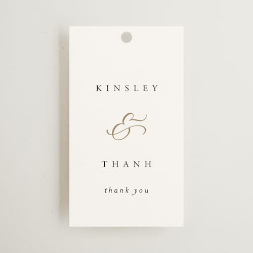 This is a classique wedding favor tags with standard by Design Lotus called you & me printing on signature in tag