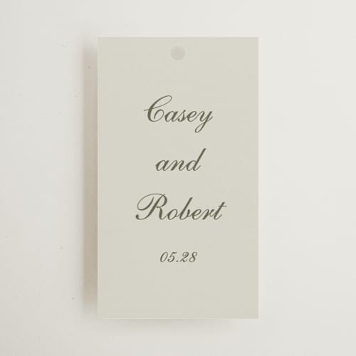 This is a fog wedding favor tags with standard by Baumbirdy called pearls printing on signature in tag