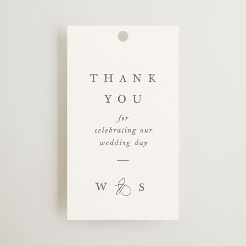 This is a ivory wedding favor tags with standard by Amy Kross called crawford printing on signature in tag