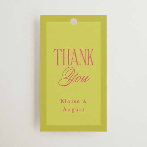 This is a flamingo wedding favor tags with standard by Morgan Kendall called maximalist poppies printing on signature in tag