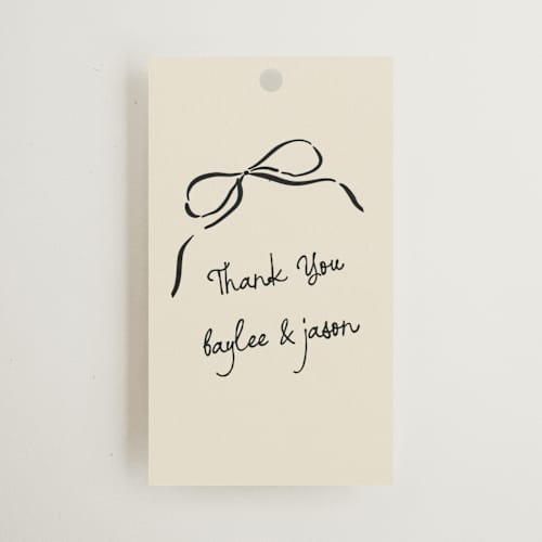 This is a tuxedo wedding favor tags with standard by Jelena Vuletic called inkwoven printing on signature in tag