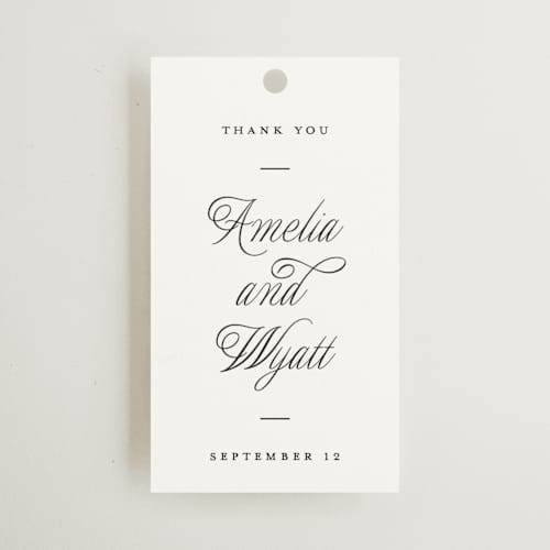 This is a snow wedding favor tags with standard by Pixel and Hank called terra printing on signature in tag