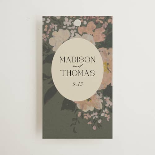 This is a thyme wedding favor tags with standard by Itsy Belle Studio called madison printing on signature in tag
