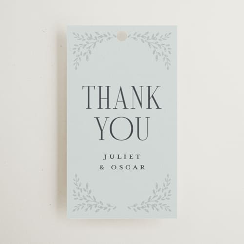 This is a mist wedding favor tags with standard by Laura Hankins called enchanted printing on signature in tag