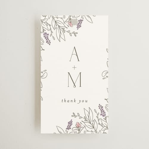 This is a ravello wedding favor tags with standard by Anne Ciotola called cottonwood printing on signature in tag