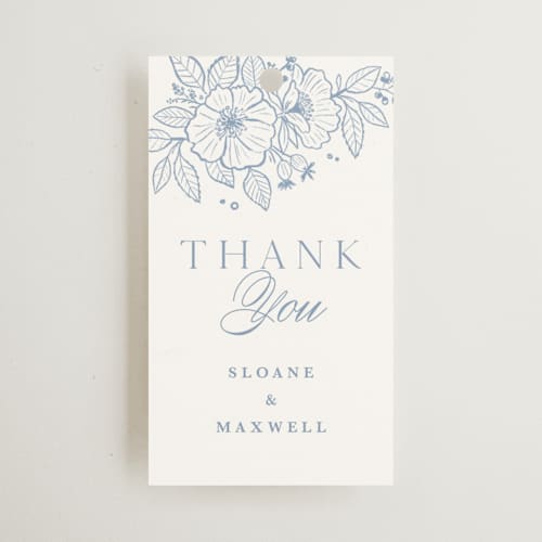 This is a nova wedding favor tags with standard by Kristen Smith called wild roses printing on signature in tag