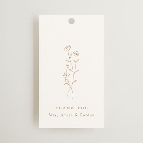 This is a chiffon wedding favor tags with standard by chocomocacino called kouignette printing on signature in tag