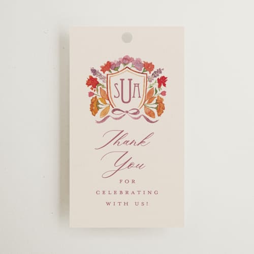 This is a autumn wedding favor tags with standard by Pink House Press called crest fall printing on signature in tag