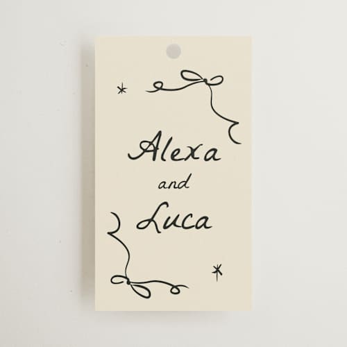 This is a vanilla wedding favor tags with standard by Ani Somi called roses printing on signature in tag