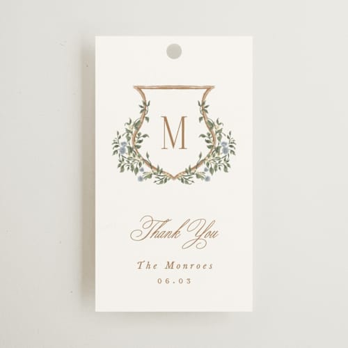 This is a lake wedding favor tags with standard by Leah Bisch called arbour printing on signature in tag