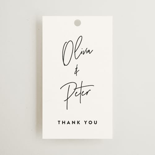 This is a cloud wedding favor tags with standard by JoAnn Jinks called signed printing on signature in tag