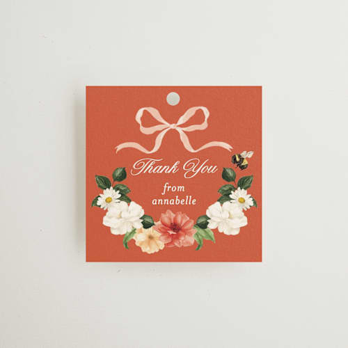 This is a verona sunset gift tags with standard by Sarah Knight called fleur printing on signature in tag