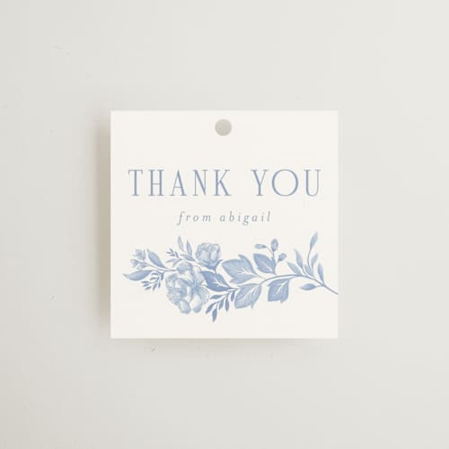 This is a periwinkle gift tags with standard by Joanna Griffin called french blue printing on signature in tag