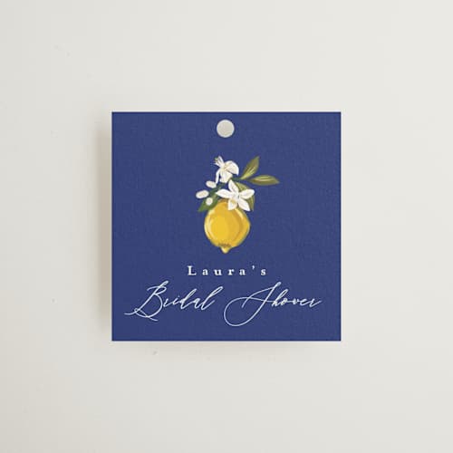 This is a cerulean gift tags with standard by Susan Moyal called amore floral printing on signature in tag