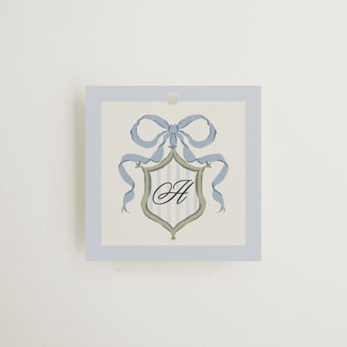 This is a blueberry gift tags with standard by Jackie Crawford called dog crest printing on signature in tag