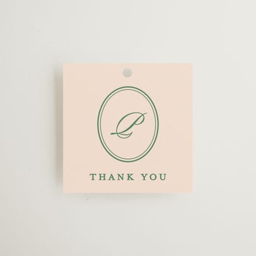 This is a emerald gift tags with standard by Creo Study called scripted printing on signature in tag