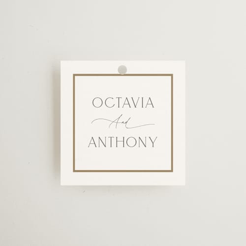 This is a porcelain wedding favor tags with standard by Nicole Walsh called regal printing on signature in tag