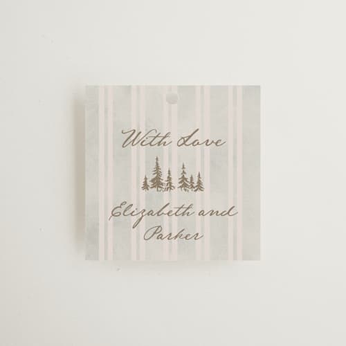 This is a dew wedding favor tags with standard by Petra Kern called mountain love printing on signature in tag