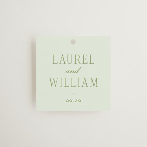 This is a forest wedding favor tags with standard by Sara Hicks Malone called dewberry printing on signature in tag