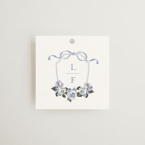 This is a french wedding favor tags with standard by Design Lotus called be with you printing on signature in tag