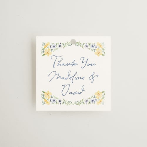 This is a meadow wedding favor tags with standard by Petra Kern called meadow whisper printing on signature in tag