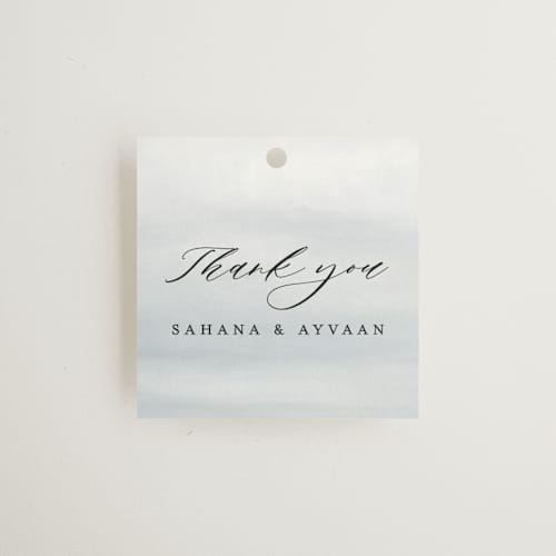 This is a pearl wedding favor tags with standard by Nicole Walsh called gilded frame printing on signature in tag