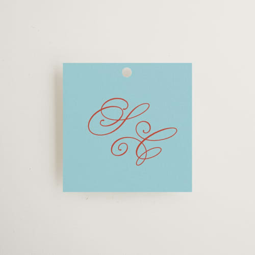 This is a sky wedding favor tags with standard by Kelly Watkins called vivid printing on signature in tag