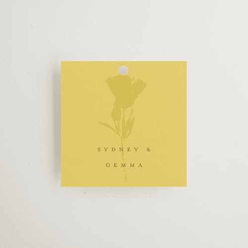 This is a island citrus wedding favor tags with standard by Morgan Kendall called bloom printing on signature in tag