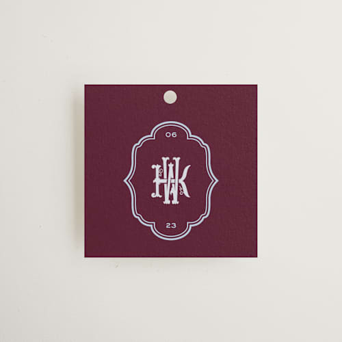 This is a celestial wedding favor tags with standard by Jenna Holcomb called modern vintage printing on signature in tag