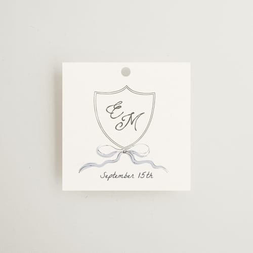 This is a cloud wedding favor tags with standard by Helena Vitto called birds of paradise printing on signature in tag