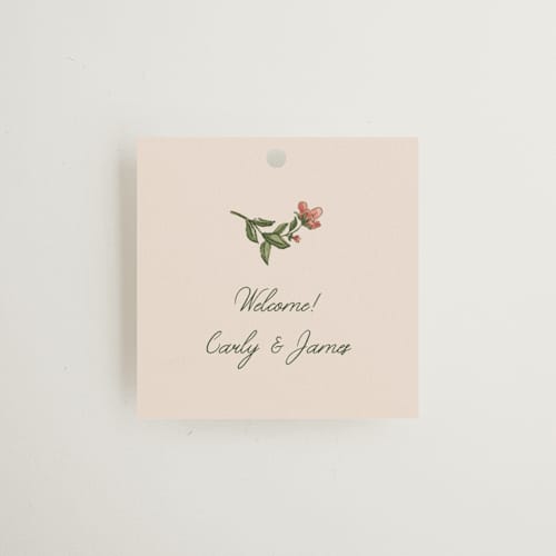 This is a coral fern wedding favor tags with standard by Chris Griffith called wedding tapestry printing on signature in tag