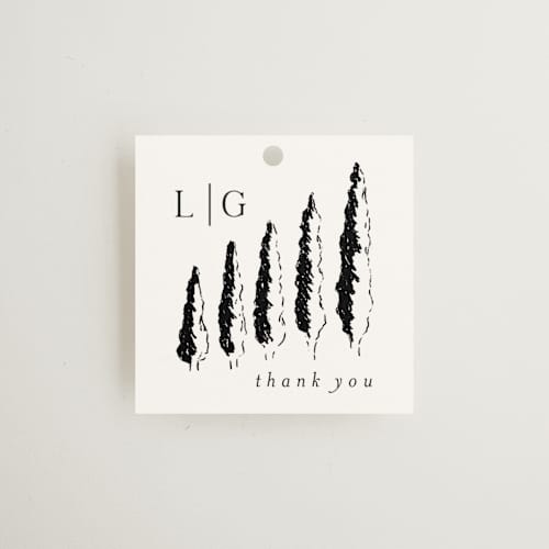 This is a noir wedding favor tags with standard by Shiny Penny Studio called countryside villa printing on signature in tag