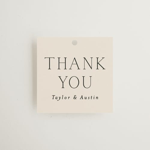 This is a linen wedding favor tags with standard by Vanessa Doyle called in love printing on signature in tag