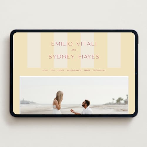 This is a lemon wedding websites by Ellen Schlegelmilch called palmetto printing on digital paper in standard