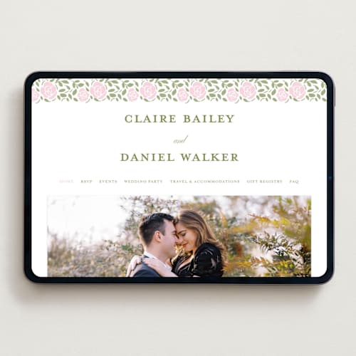 This is a blush wedding websites by Creo Study called vintage blooms printing on digital paper in standard