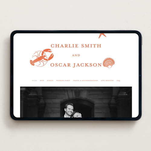 This is a spritz wedding websites by Pippa Shaw called lobster printing on digital paper in standard