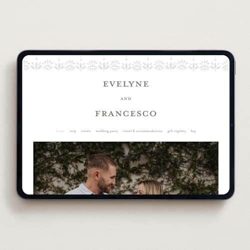 This is a graphite wedding websites by Melanie Kosuge called cosette printing on digital paper in standard