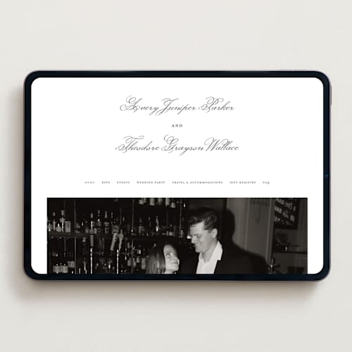 This is a soft black wedding websites by Kelly Watkins called bliss printing on digital paper in standard