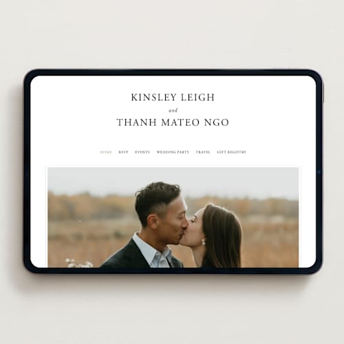 This is a classique wedding websites by Design Lotus called you & me printing on digital paper in standard