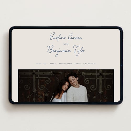 This is a navy wedding websites by Petra Kern called pavilion printing on digital paper in standard